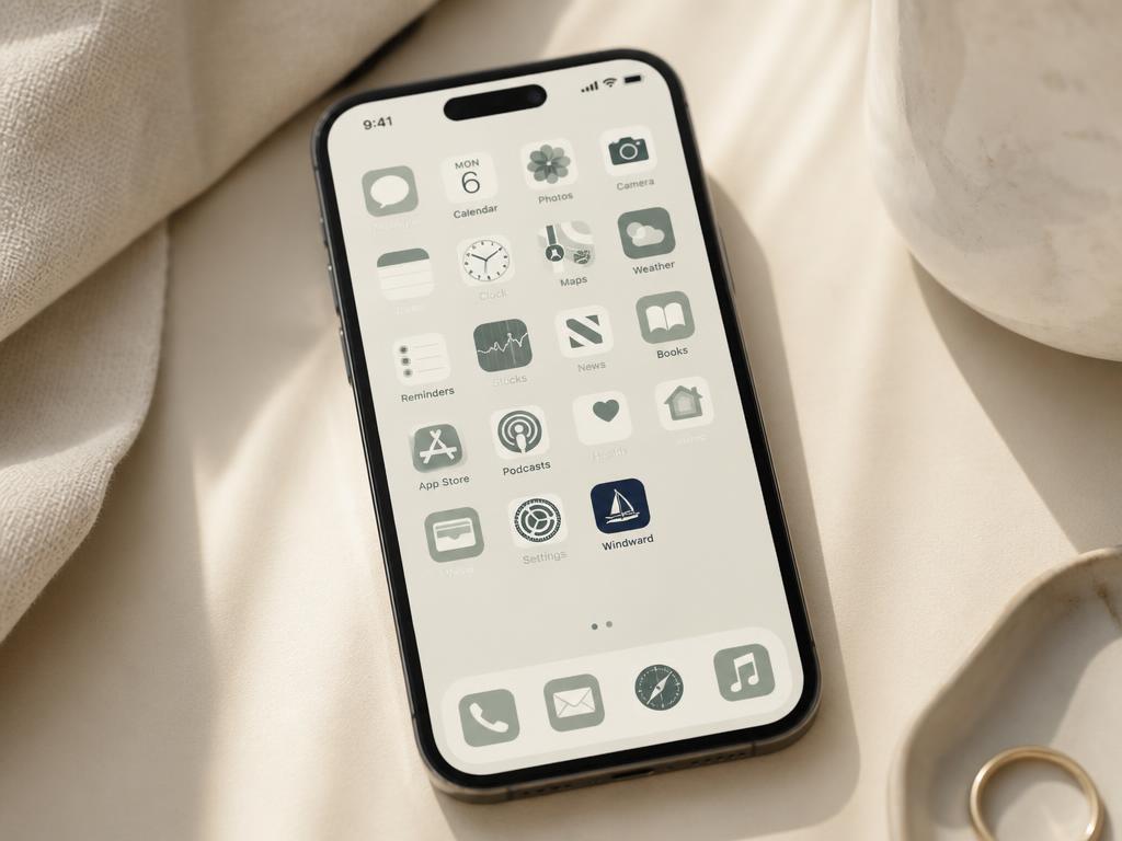 A phone home screen with the Vela app icon